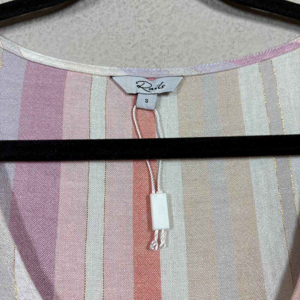 Rails Size Small Mira Juliette Stripe Tank Top Pink Striped Rayon Linen Blend - Picture 6 of 8
